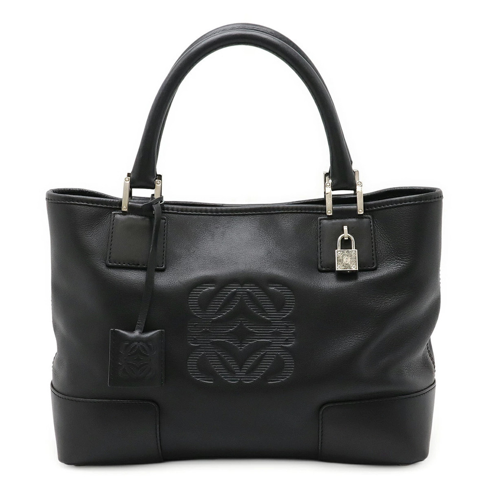 Loewe Anagram Amazona Fusta Handbag Tote Bag Leather Black